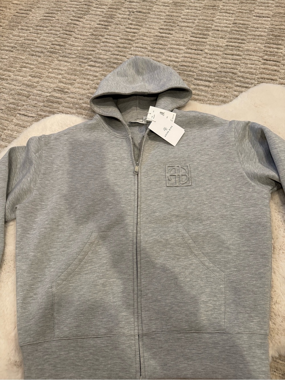 Anine Bing Grey Bond Zip Hoodie - Picture 14 of 15